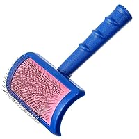 Tuffer Than Tangles Slicker Brush for Dog Grooming with Long, Regular Pins, Medium Size, Perfect for Doodle Breeds, Angled Pins for Dematting, Remove Undercoat, Comfort Grip Handle