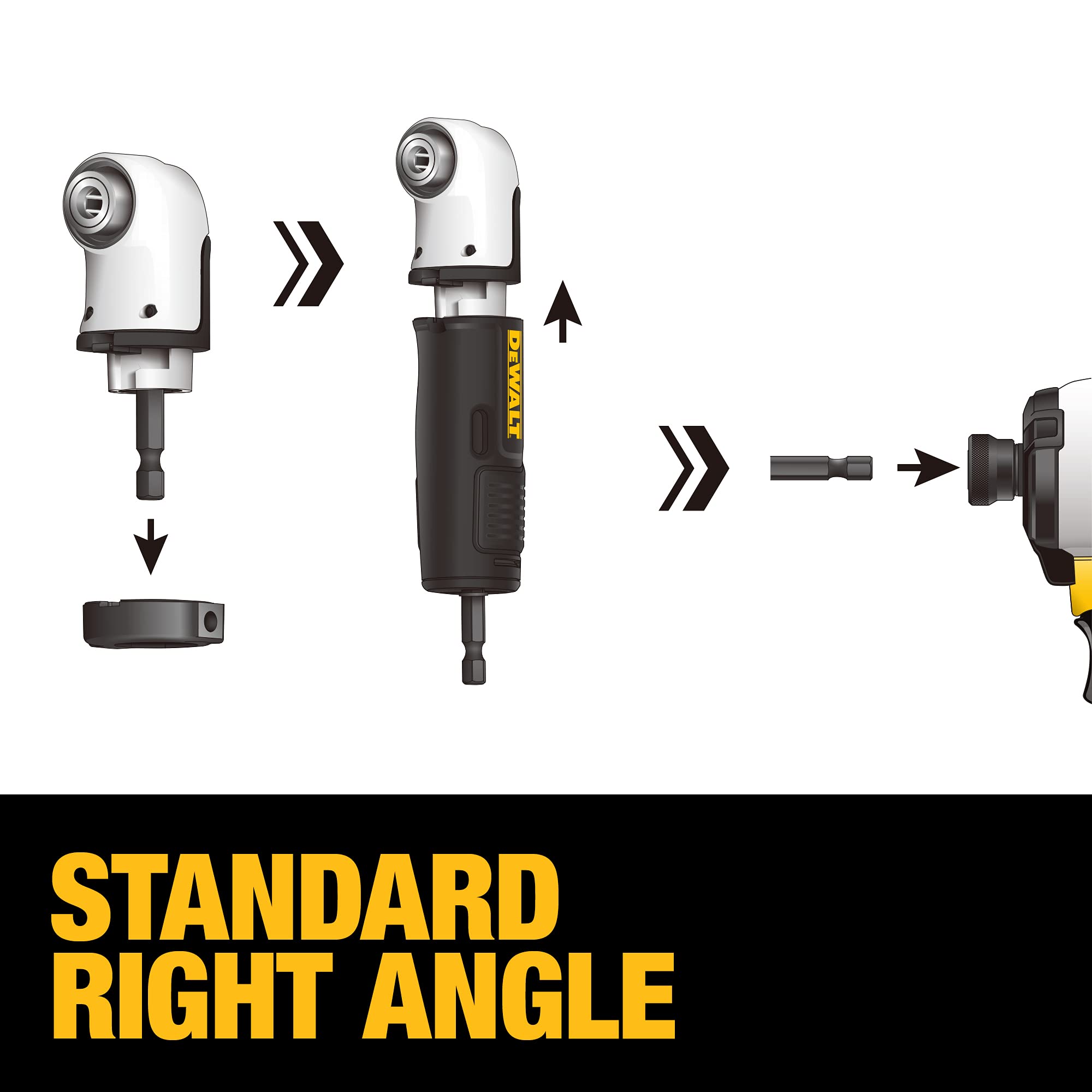 DEWALT Right Angle Drill Adaptor, FlexTorq, 4-in-1 System, Compact, Straight Flexible Shaft, 12-Inch (DWAMRASETFT)