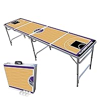 8-Foot Folding Portable Pong Table w/Optional Cup Holes & LED Lights - Sacramento Basketball Court (Choose Your Model)