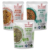 Eat Regal Microwave Rice - 3 Flavor Variety Pack with Mexican Rice, Veg Fried Rice, and Cilantro & Lime - Microwavable Instant Rice Ready in 90 Seconds - 8.8oz (Pack of 6)