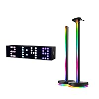 RGBIC LED Light Bar and Ambient Table Lamp Clock Kit, 16 Million Color Options, Dynamic Lighting, Music Flow, Screen Sync, Gaming Room, Living Room.