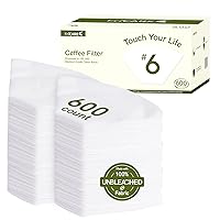 FriCARE Coffee Filters #6 for Coffee Maker 10-14 Cup Cone-shaped - Unbleached Disposable Coffee Filter - Chlorine Free - Premium Large Cone Coffee Filter Replacement - White, 600 Ct (6 Bags)