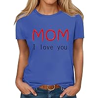 Mother's Day T-Shirt Short Sleeve Crewneck Tops Graphic Mom and Daughter Outfits Slim Fitted Journey Summer Blouses