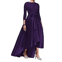 High Low Mother of The Bride Dresses Lace Evening Formal Dress 3/4 Sleeve Plus Size for Wedding Guest Groom Dresses