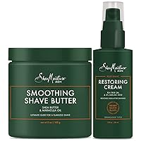 SheaMoisture Men, Beard Shaving Kit, Smoothing Shave Butter with Shea Butter 5 oz. Bundled with After Shave Care Restoring Cream 2 oz with Tea Tree Oil, Helps Prevent Razor Bumps & Irritation