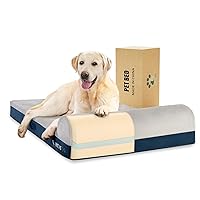 Jumbo Orthopedic Dog Bed, Large Dog Bed 7.87-inch Thick Gel Memory Foam with Pillow, Durable Flannel Fabric Dog Beds Large Sized Dog, Removable Cover & Waterproof Liner for Large Breed Dogs