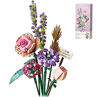 Flower Bouquet Building Blocks Kits Romantic Love, Artificial Flowers Building Project to Release Stress and Focus The Mind, for Birthday Gifts to Adults/Teens