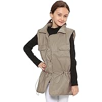 Kids Girls Sleeveless Coat Gilet Stone Fashion Oversized Gilet Style Jacket Coat