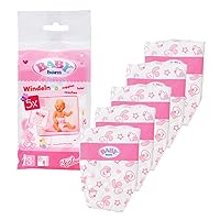 Farrinne Baby Born Nappies for 43 cm Doll - Easy for Small Hands, Creative Play Promotes Empathy & Social Skills, for Toddlers 3 Years & Up - Includes 5 Nappies