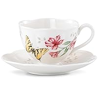 Lenox Butterfly Meadow Tiger Swallow Tail Porcelain Cup and Saucer Set -