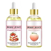 2Pcs Wild Plus Body Juice Oil, Wild Plus Body Juice Oil Peach Perfect, Body Juice Oil, 120ml/ 4.05oz -Strawberry+Peach