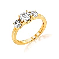 Platinum or Gold Plated Sterling Silver Round 3-Stone Ring made with Infinite Elements Cubic Zirconia