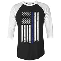 Threadrock Honor & Respect Thin Blue Line Flag Unisex Raglan T-Shirt