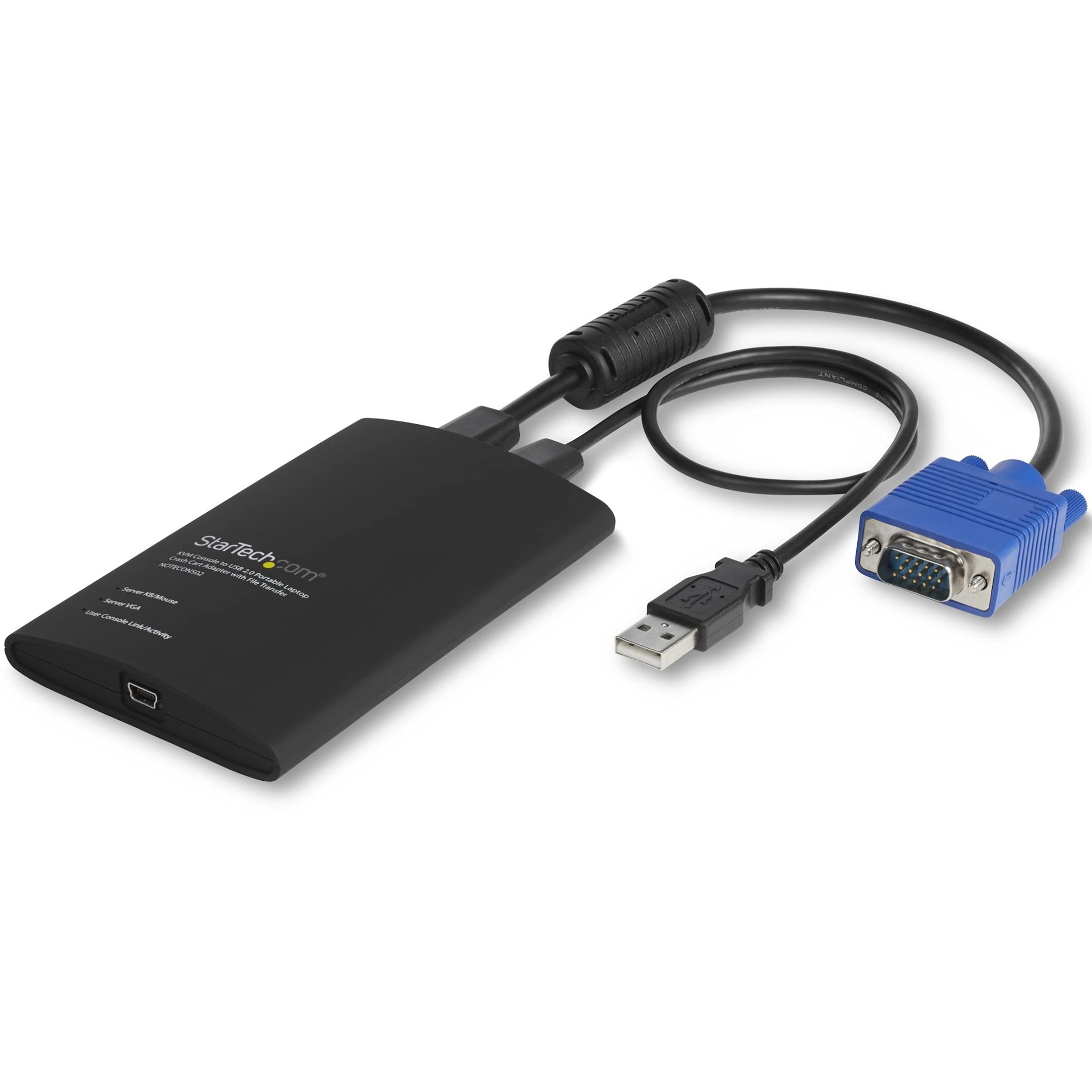 StarTech.com USB Crash Cart Adapter - File Transfer & Video - Portable Server Room Laptop to KVM Console Crash Cart (NOTECONS02), Black