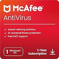 McAfee AntiVirus Protection 2024 | 1 PC (Windows)| Cybersecurity software includes Antivirus Protection, Internet Security Software | 1 Year Subscription | Download McAfee AntiVirus Protection 2024 | 1 PC (Windows)| Cybersecurity software includes Antivirus Protection, Internet Security Software | 1 Year Subscription | Download Download + Code (PC) Shipped Code (PC)