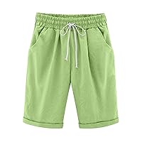 Summer Shorts for Women 2024 Elastic High Waisted Drawstring Casual Shorts Work Office Comfy Shorts with Plus Size