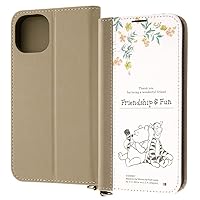 Inglem IJ-DP36LBC14WT/PO28 iPhone 14/13 / Disney Characters/Shockproof Notebook Type Leather Case Noble/Pooh and Tigger Note Style