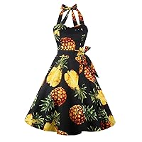 Topdress Women'sVintage Polka Audrey Dress 1950s Halter Retro Cocktail Dress