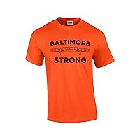 Baltimore Stay Strong RIP Francis Key Bridge 2024 Collapse Cargo Ship Bridge Impact Short Sleeve Adult Graphic T-Shirt