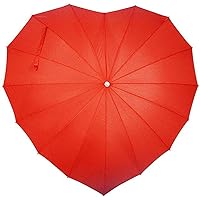 Forever Love Parasol Red Heart Shaped Girls Umbrella for Valentine, Wedding, Engagement and Photo Props (Red)