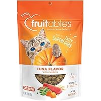 Fruitables Crunchy Treats For Cats – Healthy Low Calorie Treats Packed with Protein – Free of Wheat, Corn and Soy – Made with Real Tuna with Pumpkin – 2.5 Ounces