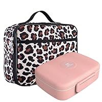 Fenrici Bento Lunch Box (Pink) with Lunch Box (Cheetah) Bundle For Kids