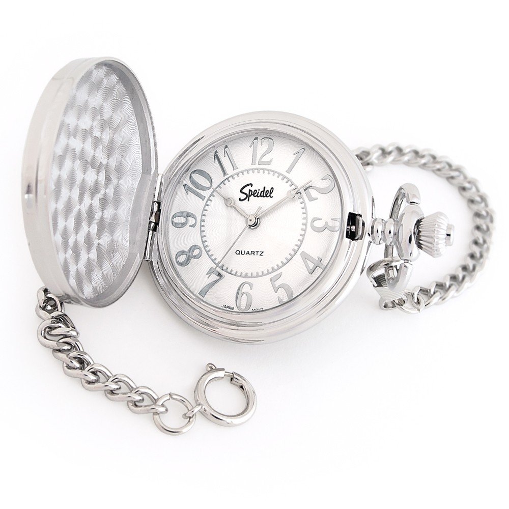 Speidel Silver-Tone Pocket Watch with White Dial and 14