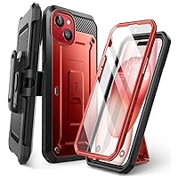 SUPCASE for iPhone 15 Case with Stand & Belt-Clip, [Unicorn Beetle Pro] [Built-in Screen Protector] [Military-Grade Drop Protection] Heavy Duty Rugged Kickstand Phone Case for iPhone 15, Ruddy