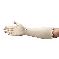 Rolyan Forearm Length Right Compression Glove, Open Finger Compression Sleeve to Control Edema and Swelling, Water Retention, and Vericose Veins, Covers Fingers to Forearm on Right Arm, Large