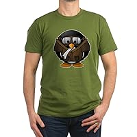 Men's Fitted T-Shirt (Dark) Little Round Penguin-Airplane Jet Pilot-Olive