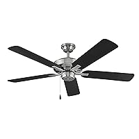 Hinkley Metro 52 Inch Low Profile Ceiling Fan No Light - Indoor Ceiling Fan with Dual Mount for Bedroom, Kitchen, Living Room - Wood Ceiling Fan with Reversible Blades, Brushed Nickel