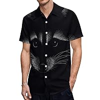 Raccoon on Black Hawaiian Shirt for Men Short Sleeve Button Down Summer Tee Shirts Tops