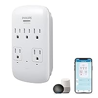 5-Outlet Extender Smart Surge Protector, Wall Tap, 2 Independent Wi-Fi Outlets, 3-Prong, 490 Joules, Voice Controlled Through Amazon Alexa and Google Assistant, ETL Listed, White, SPP3461WF/37