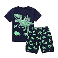 Toddler Kids Boys Summer Outfits Cute Dinosaur Print T Shirt Crewneck Tops Shorts 2PCS Set Causal Fashion Clothes