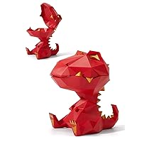 HAUCOZE Candy Dish Cookie Jar Dinosaur Gifts Sculpture Modern Decor Statue Table Centerpiece Crafts Polyresin Figurine Arts Red 7.1inch