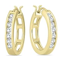 1/2 ctw - 1 ctw Certified Diamond Hoop Earrings Available in 10k White and Yellow Gold