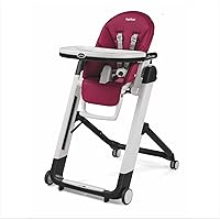 Peg Perego Siesta, Grow With Baby Folding High Chair & Recliner, Height Adjustable, Quick Clean & Easy Push Wheels For Babies & Toddlers, Made in Italy, Berry (Raspberry)
