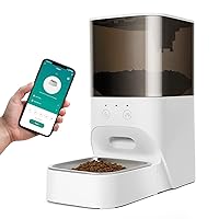 Automatic Cat Feeder, Timed Cat Feeder with APP Control, Dog Food Dispenser with Lock Lid, 30S Voice Recorder, 4L Pet Feeder, White