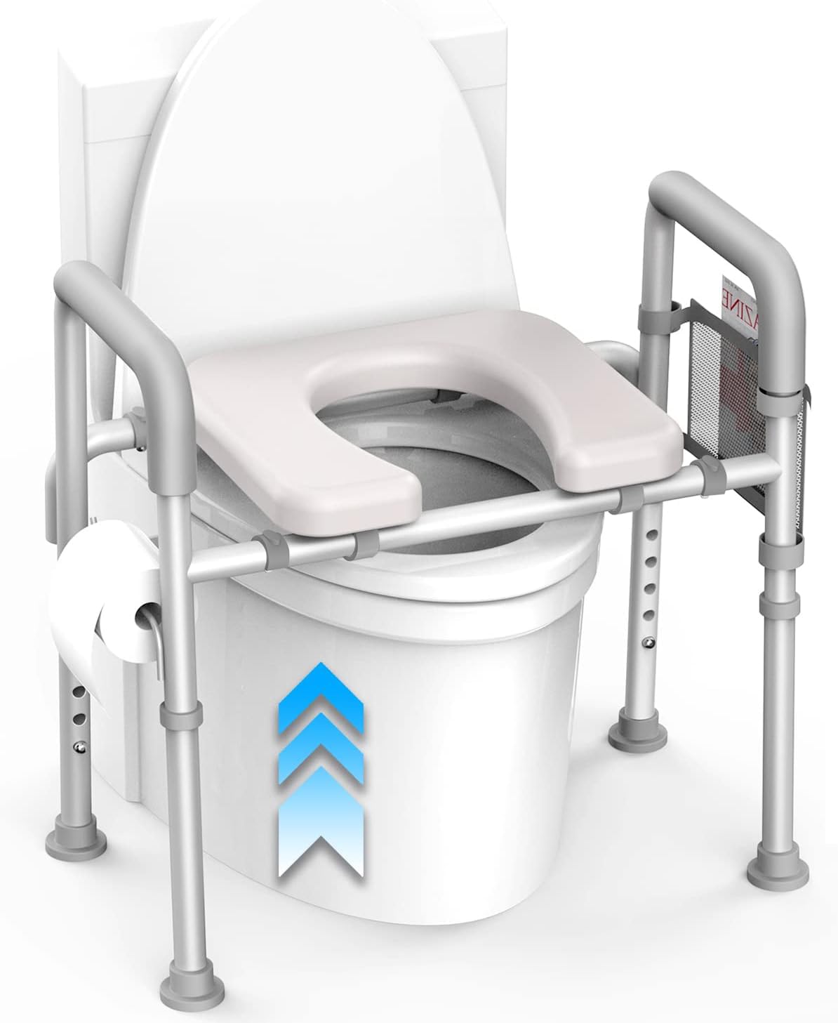 Buy AGRISH Raised Toilet Seat with Handles - Cozy Padded Elevated Medical  Commode w/Storage Bag & Paper Holder - 350lb Adjustable Safety Assist  Shower Chair for Elderly, Handicap, Pregnant