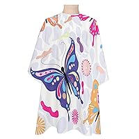 Boho Butter-fly Barber Cape - Salon Hair Cutting Cape for Women,Men,Kids,Adults,Purple Orange Pink Yellow Fantasy Flowers Haircut Cape with Elastic Neckline Hairdressing Stylist Cape Gown Accessories