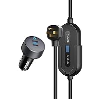Anker Electric Vehicle Charger, 7.6KW Level 2 Portable Fast Charger with J1772 Connector and 25 ft Cable, NEMA 14-50 Plug, Anker USB C Car Charger, 40W 2-Port PowerIQ 3.0 Type C Adapter