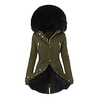 Winter Coats for Women Luxury Faux Fur Coats with Hood Plus Size Thicken Sherpa Fleece Lined Puffer Jacket Snow Coat Parka