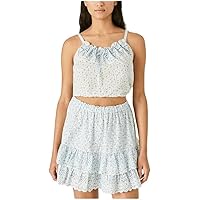 Lucky Brand Women’s Floral-Print Cotton Cropped Camisole Blue Multi XS