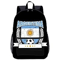 Argentina Football Soccer 17 Inch Laptop Backpack Large Capacity Daypack Travel Shoulder Bag for Men&Women