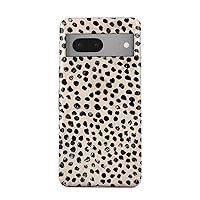 BURGA Phone Case Compatible with Google Pixel 7 - Hybrid 2-Layer Hard Shell + Silicone Protective Case -Black Polka Dots Pattern Nude Almond Latte - Scratch-Resistant Shockproof Cover