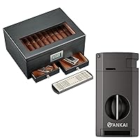cigar humidor box and cigar torch lighter set