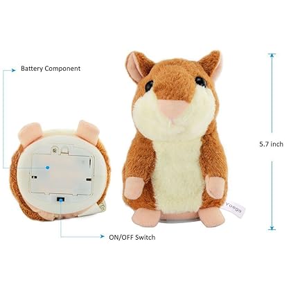 YOEGO Talking Hamster Repeats What You Say Interactive Stuffed Plush Animal Talking Toy,Perfect Toy Gifts for Boys Girls Age 3+ (Brown)