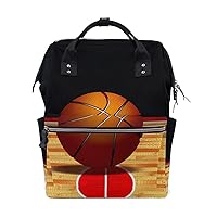 Diaper Bag Backpack Hardwood Textured Basketball Court Casual Daypack Multi-Functional Nappy Bags