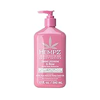 Hempz Sweet Jasmine & Rose Herbal Body Moisturizer for Women, 17 Fl. oz. - Moisturizing Lotion with 100% Pure Hemp Seed Oil, Collagen, Shea Butter - Hydrating Vegan Lotion for Dry Skin
