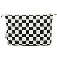 Narwey Small Makeup Bag for Purse Travel Makeup Pouch Cosmetic Bag Zipper Pouch Bags for Women (Black Checkerboard)
